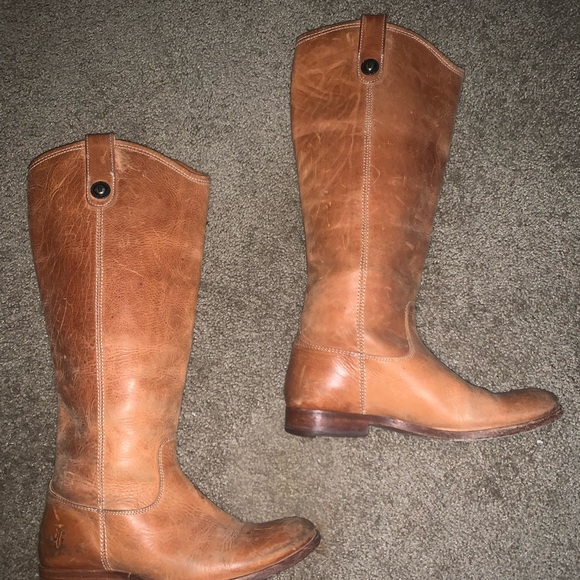 Frye Womens Melissa Button 2 Cognac Leather Boots 5/12 - Picture 3 of 11